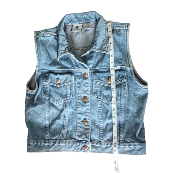 Vintage Bill Blass Denim Waistcoat Vest Sleeveless Biker Trucker Jacket Size M - Picture 6 of 9